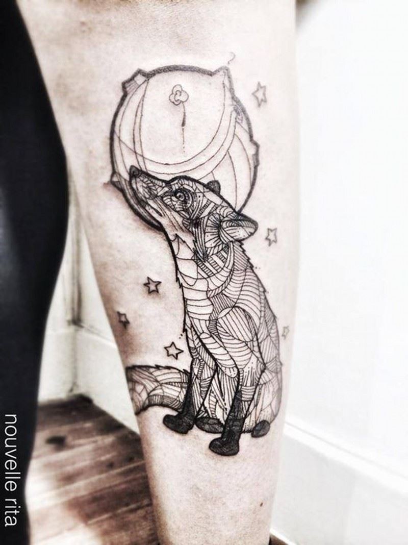 有趣的狐狸手臂创意个性纹身图案写真图片