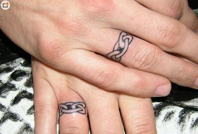 创意个性戒指图案情侣手指纹身图片