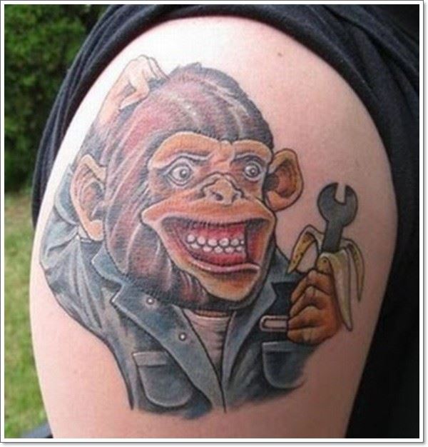 扳手香蕉和猴子卡通搞笑手臂纹身图案图片
