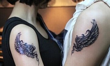 甜蜜情侣手臂翅膀纹身图案大全图片
