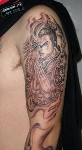 男子手臂二郎神纹身图案大全欣赏图片
