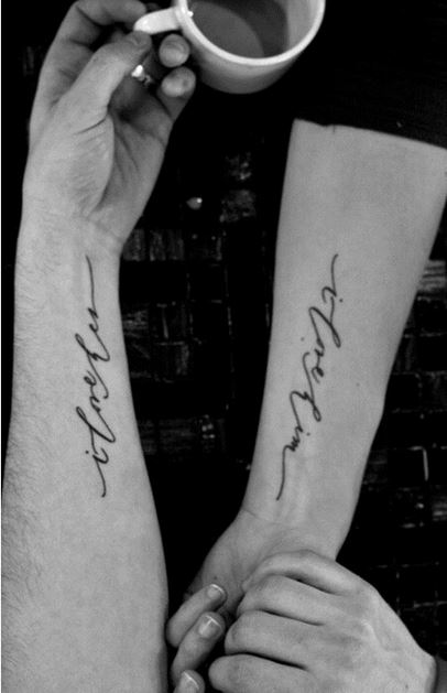 幸福情侣超有爱的手腕图腾纹身图案图片
