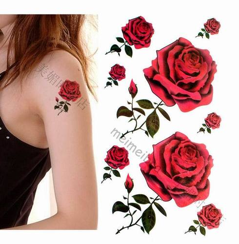 红玫瑰纹身图 红玫瑰纹身图案大全女