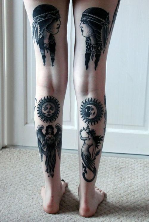 腿部纹身图案 腿部纹身图案女小腿花