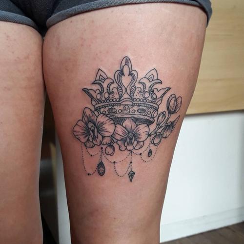 大腿上纹身图案女个性 大腿纹身图案女个性字母