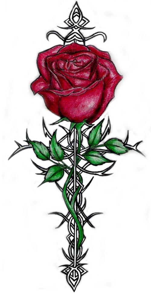蔷薇花纹身图案 蔷薇花纹身图案大全图片