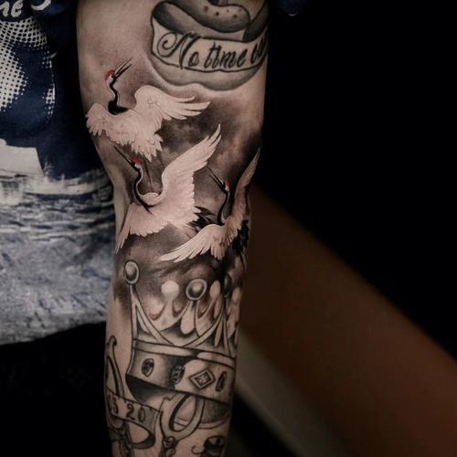 白鹤纹身图 白鹤纹身图片手臂