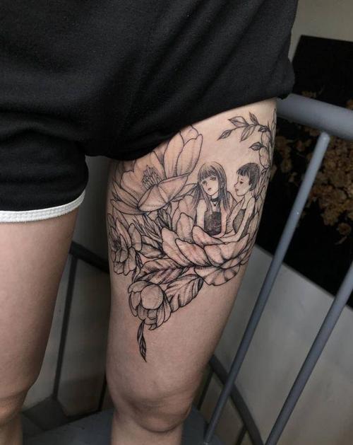 大腿内侧的纹身图案 大腿内侧的纹身图案男