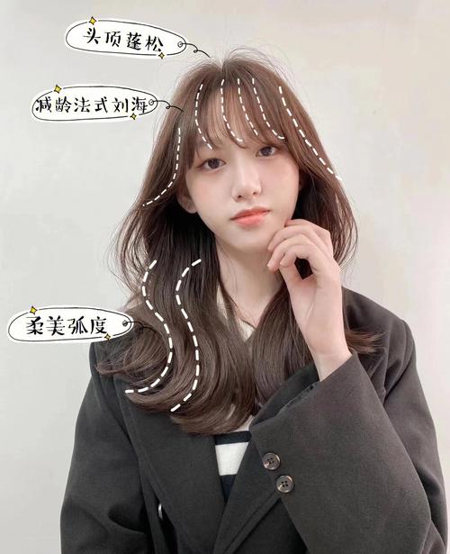初中生法式刘海发型图片女 初中生发型女生长发加刘海发型