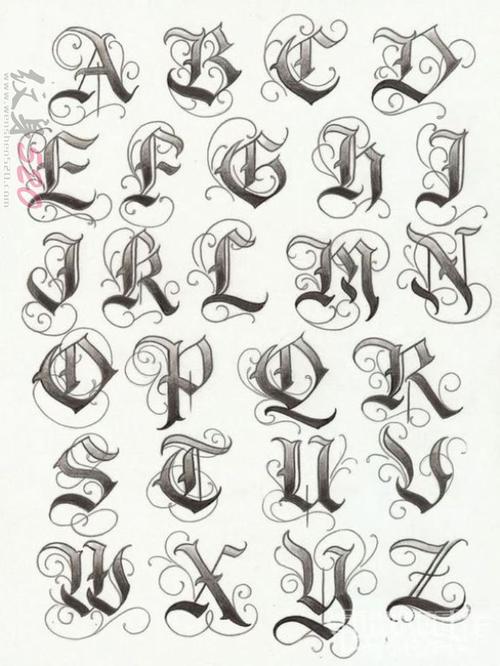 26个字母纹身图案设计 26个字母纹身图案设计大全