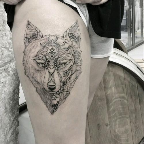 孤狼纹身图片 狼纹身图案手臂
