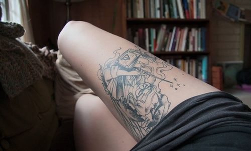 大腿纹身图案女 大腿纹身图案女素花
