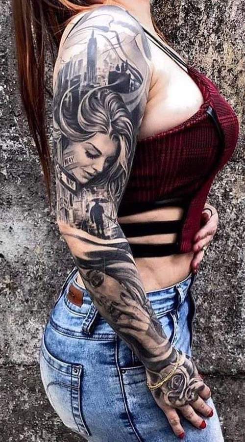 胳膊纹身图案女生霸气半臂 胳膊纹身照片女