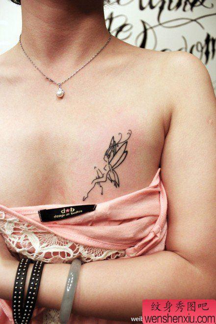 女生纹身图案胸 女生纹身图案胸前翅膀