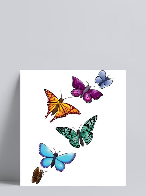 彩色蝴蝶纹身图案 