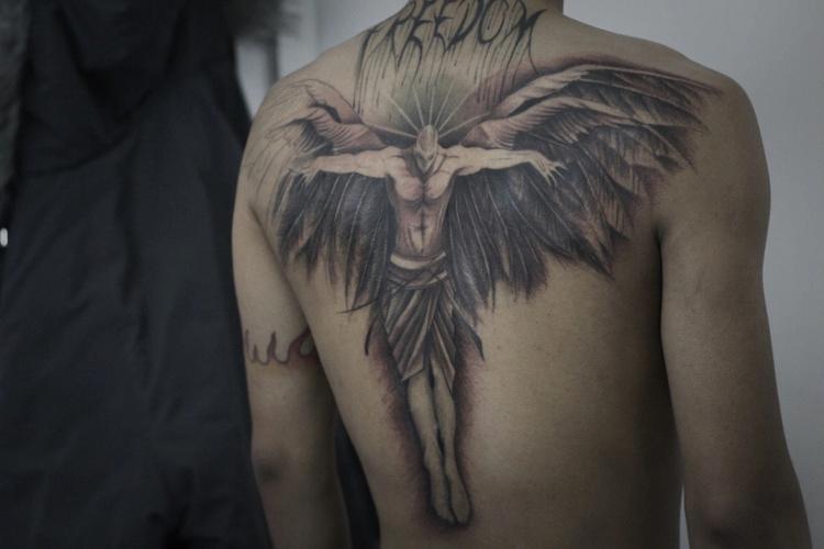 天使纹身图片 满背六翼天使纹身图片