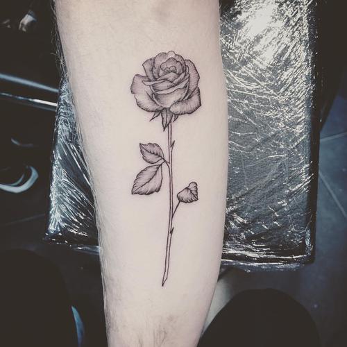胳膊纹身玫瑰花图案 胳膊纹身小图案女