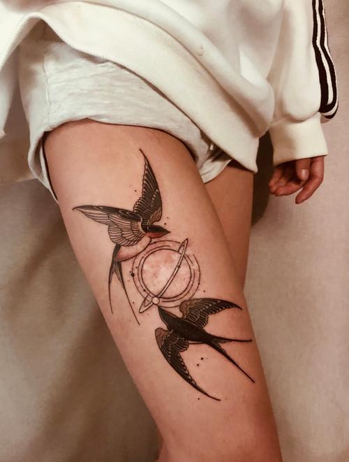大腿纹身图案女 大腿纹身图案女素花