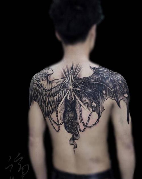 天使与恶魔纹身图片 天使与恶魔纹身图片手绘