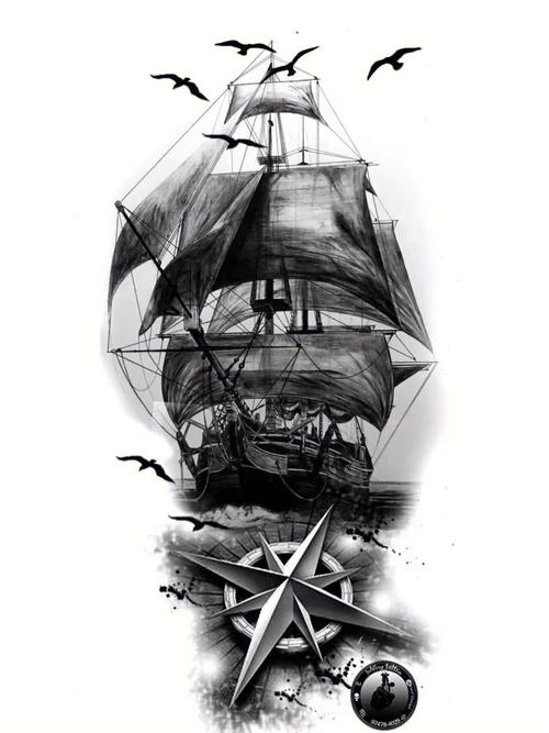 帆船纹身图案 帆船纹身图案手稿