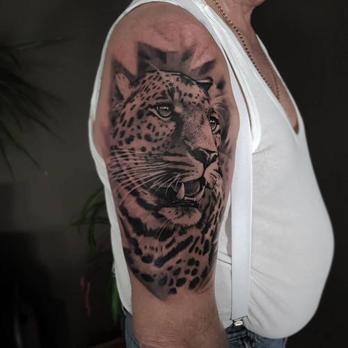 豹子纹身图案 豹子纹身图案大全图片过肩