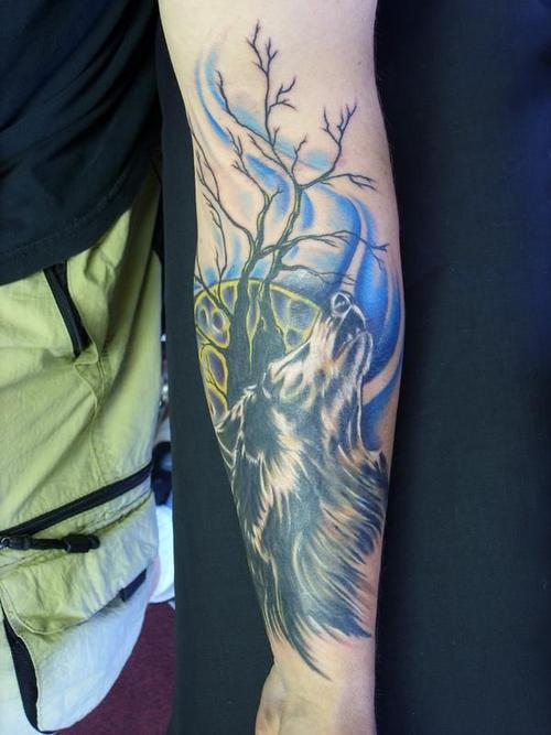 孤狼纹身图片 狼纹身图案手臂