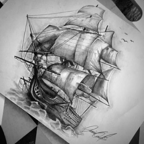 海盗船纹身图案 海盗船纹身图案大全